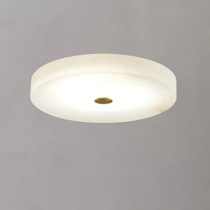 Plafondlamp Minimalistisch Rond met Alabasten Kap en Gouden Detail