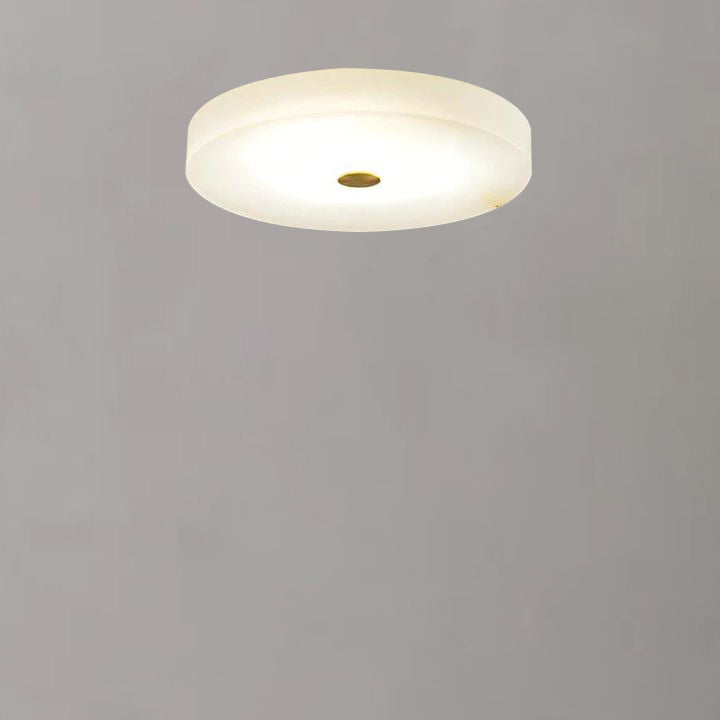 Plafondlamp Minimalistisch Rond met Alabasten Kap en Gouden Detail