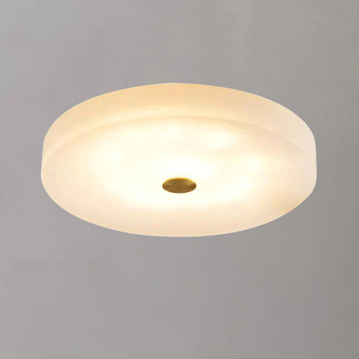 Plafondlamp Minimalistisch Rond met Alabasten Kap en Gouden Detail
