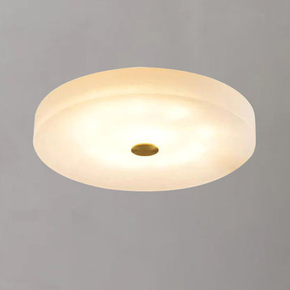 Plafondlamp Minimalistisch Rond met Alabasten Kap en Gouden Detail