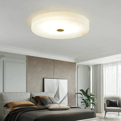 Plafondlamp Minimalistisch Rond met Alabasten Kap en Gouden Detail