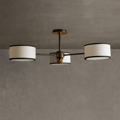 Plafondlamp Modern met Drie Cilindervormige Kappen en Stalen Frame