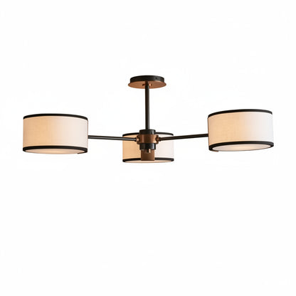 Plafondlamp Modern met Drie Ronde Kappen en Stoffen Diffusers