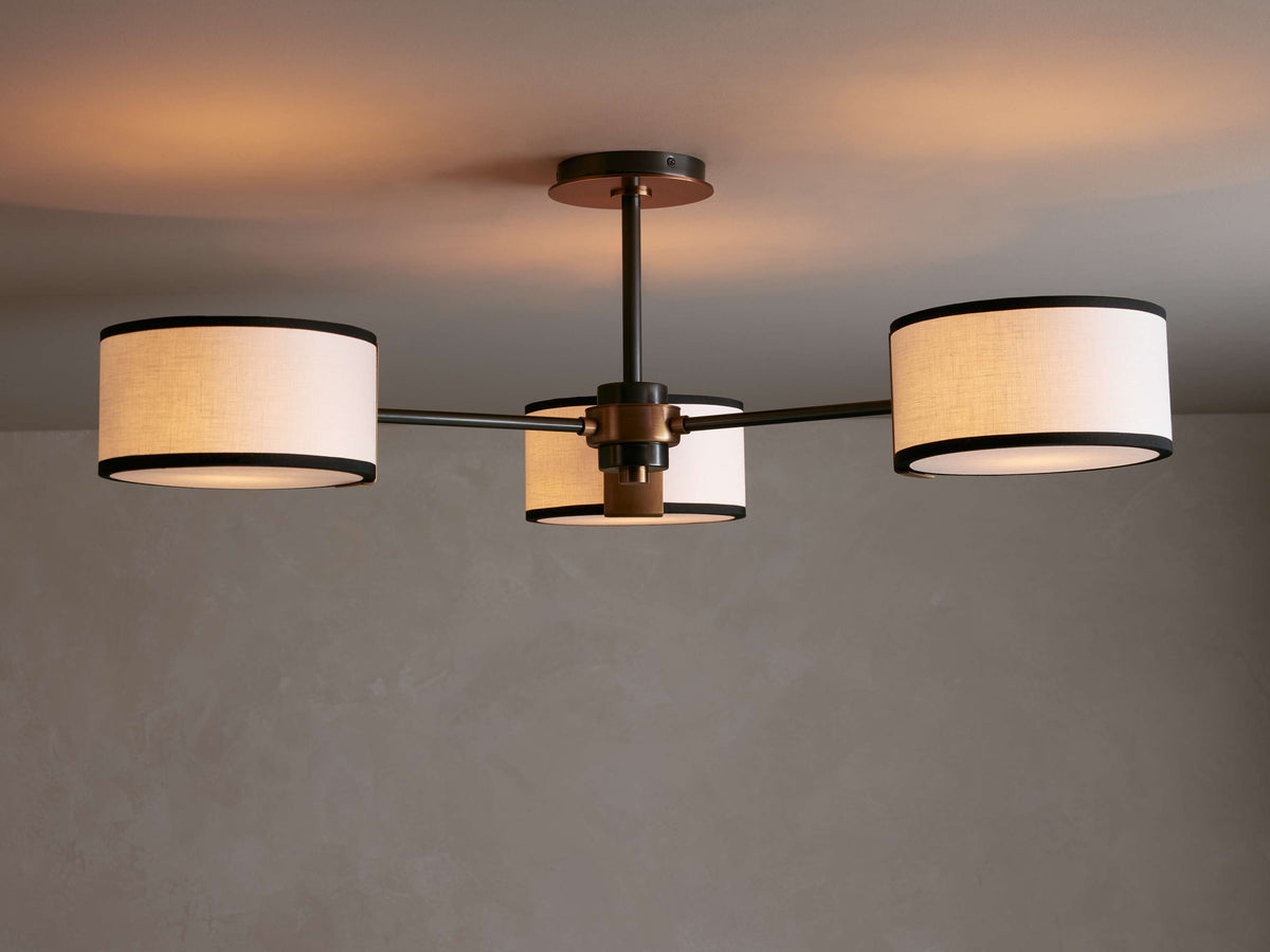 Plafondlamp Modern met Drie Ronde Kappen en Stoffen Diffusers ##POS:3##