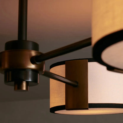 Plafondlamp Modern met Drie Ronde Kappen en Stoffen Diffusers