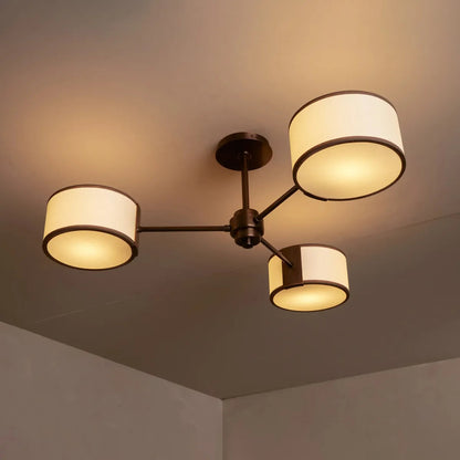 Plafondlamp Modern met Drie Ronde Kappen en Stoffen Diffusers ##POS:7##