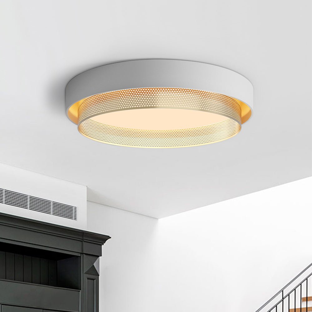 Plafondlamp Modern met Geperforeerde Gouden Ring en Ingebouwde LED