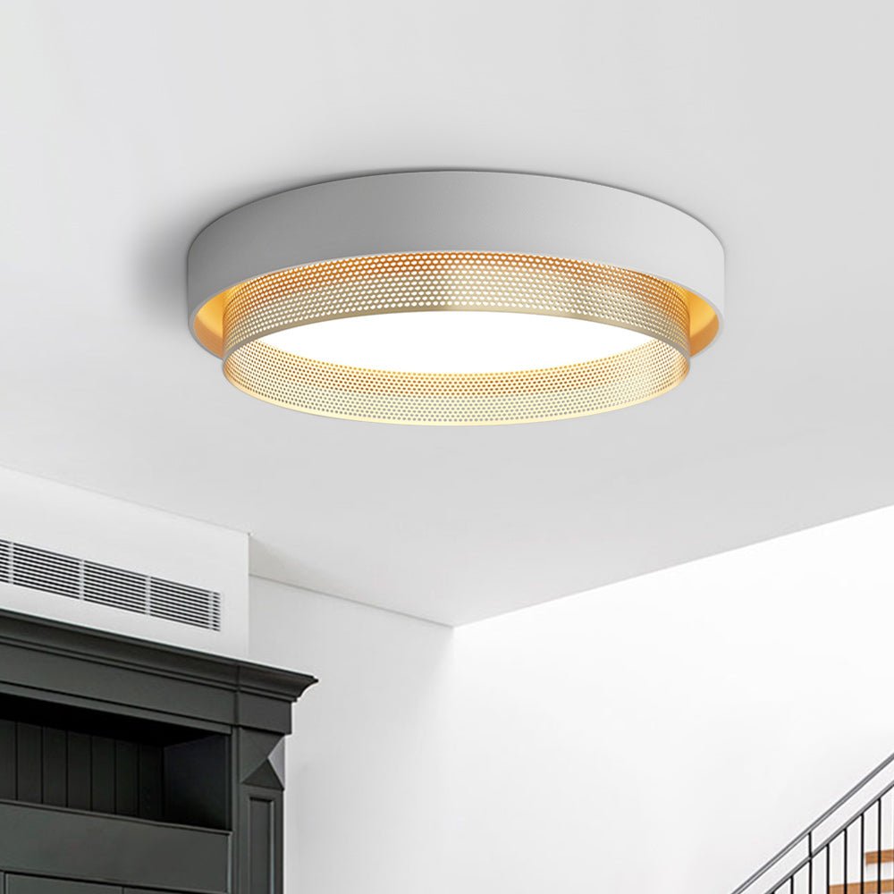 Plafondlamp Modern met Geperforeerde Gouden Ring en Ingebouwde LED