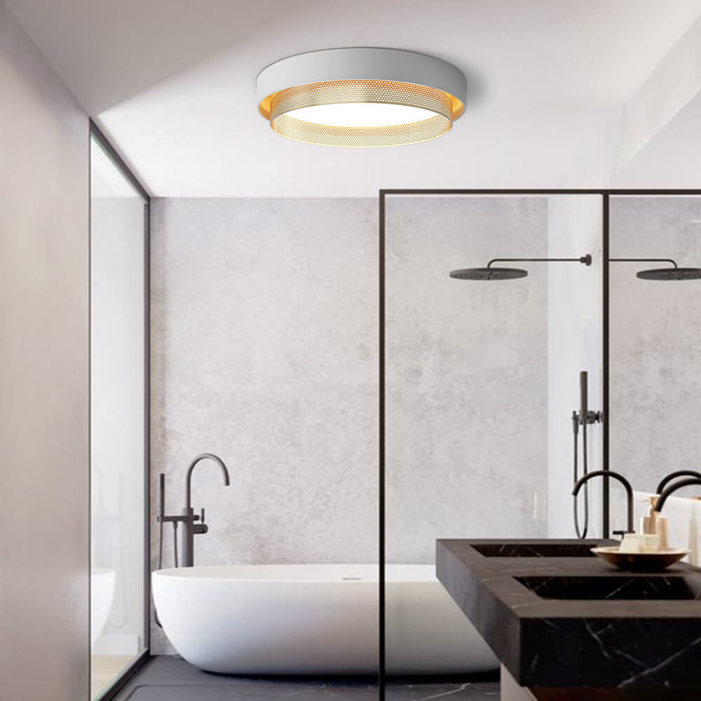 Plafondlamp Modern met Geperforeerde Gouden Ring en Ingebouwde LED