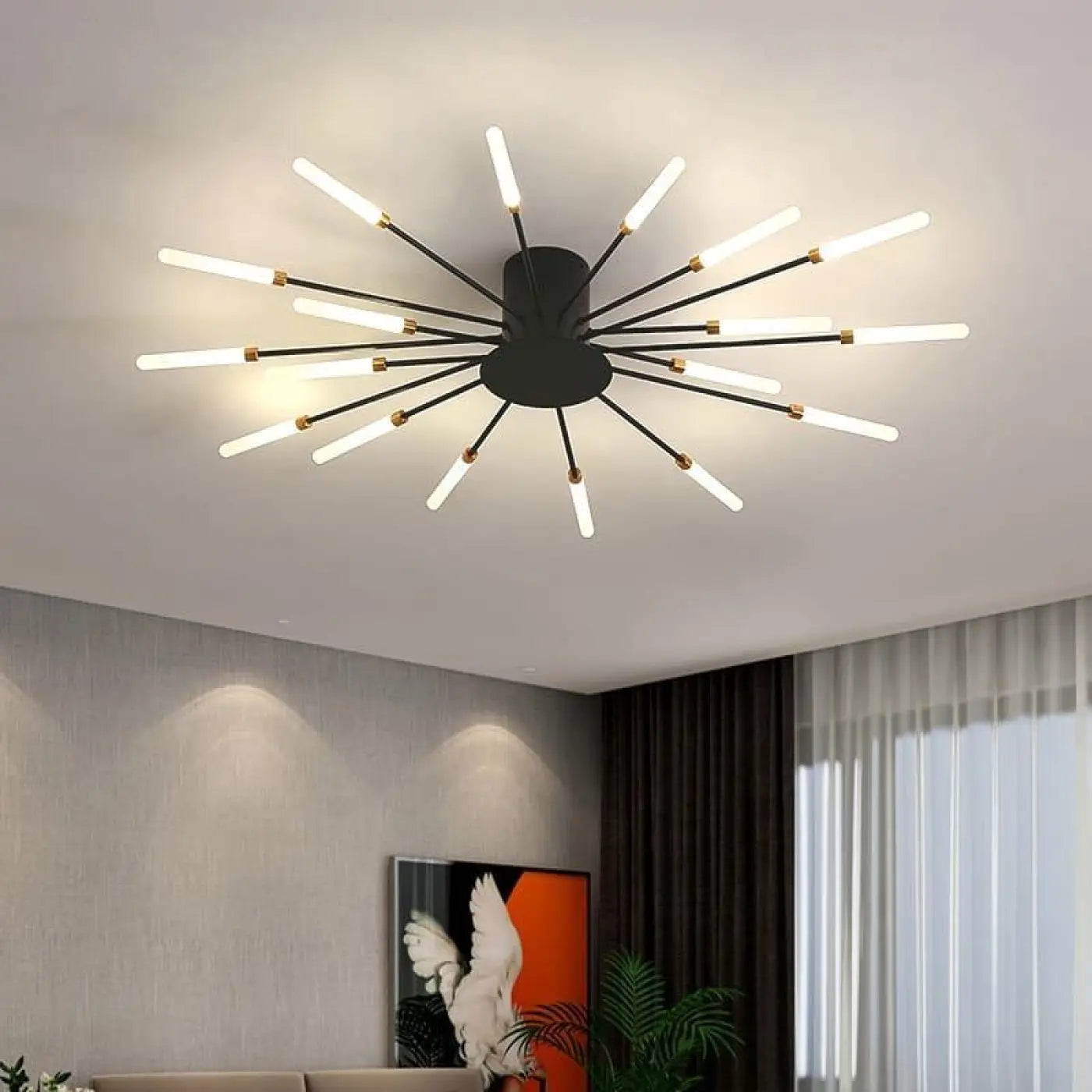 Plafondlamp Modern met Sputnik Design en Staafvormige LED Lichtbuizen