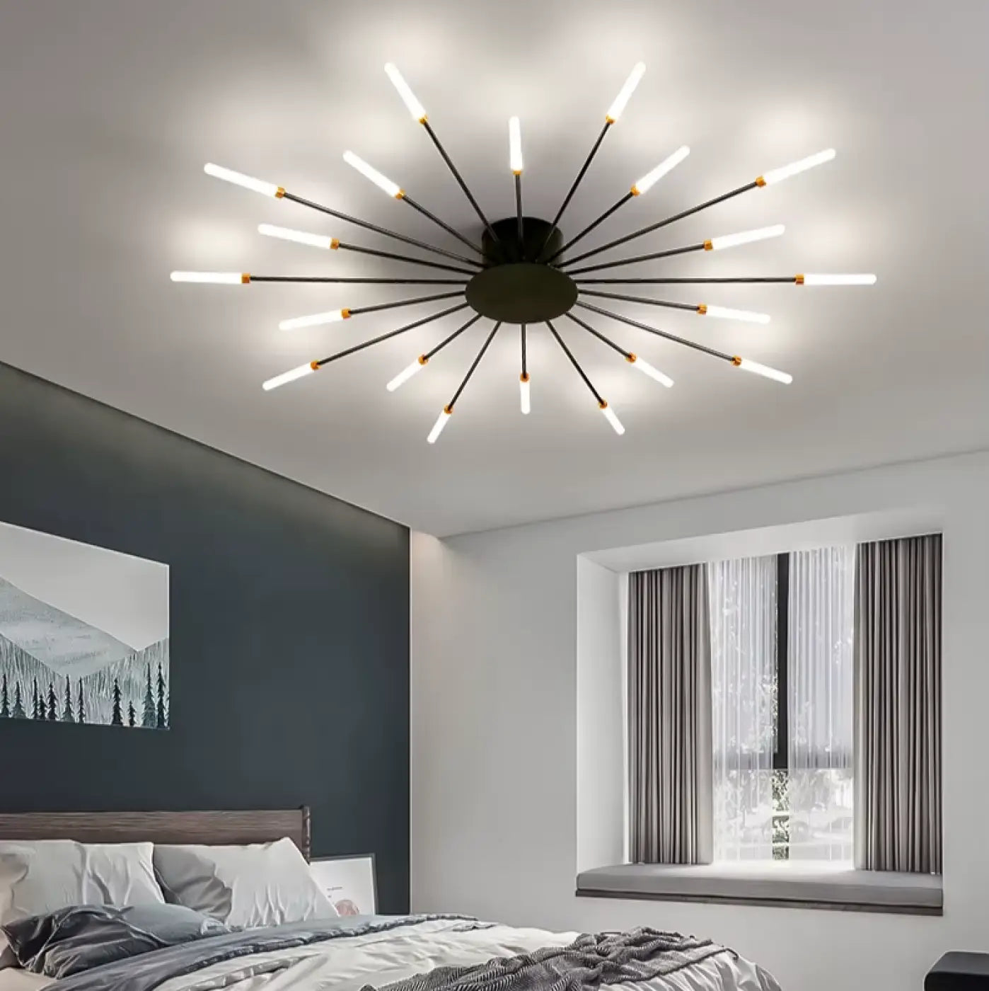 Plafondlamp Modern met Sputnik Design en Staafvormige LED Lichtbuizen