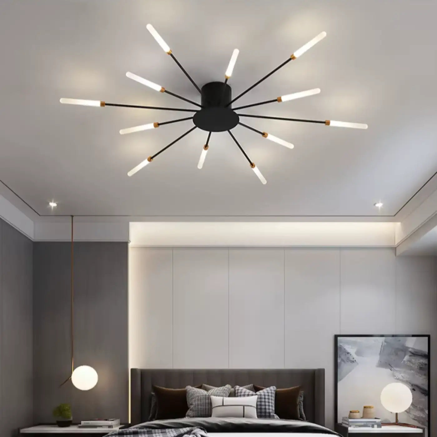 Plafondlamp Modern met Sputnik Design en Staafvormige LED Lichtbuizen