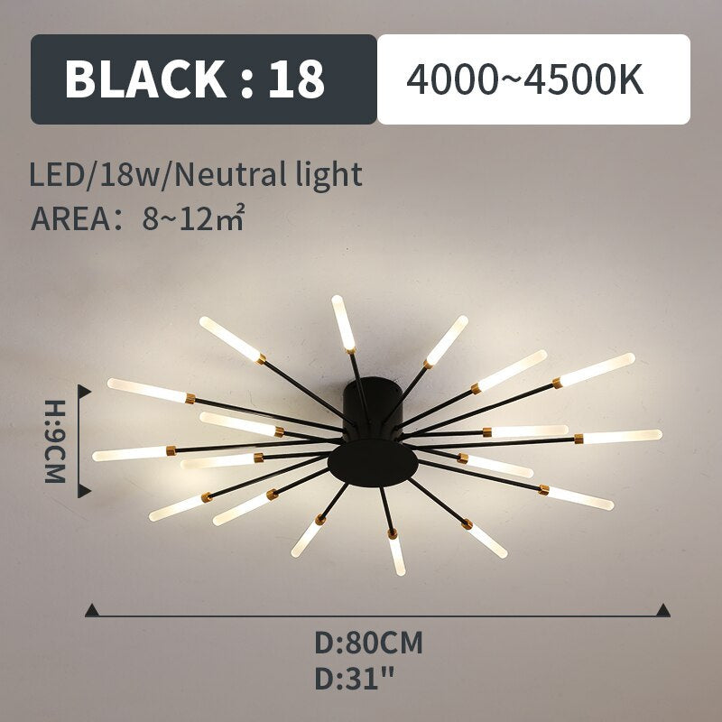 Plafondlamp Modern met Vuurwerk Design en Geïntegreerde LED