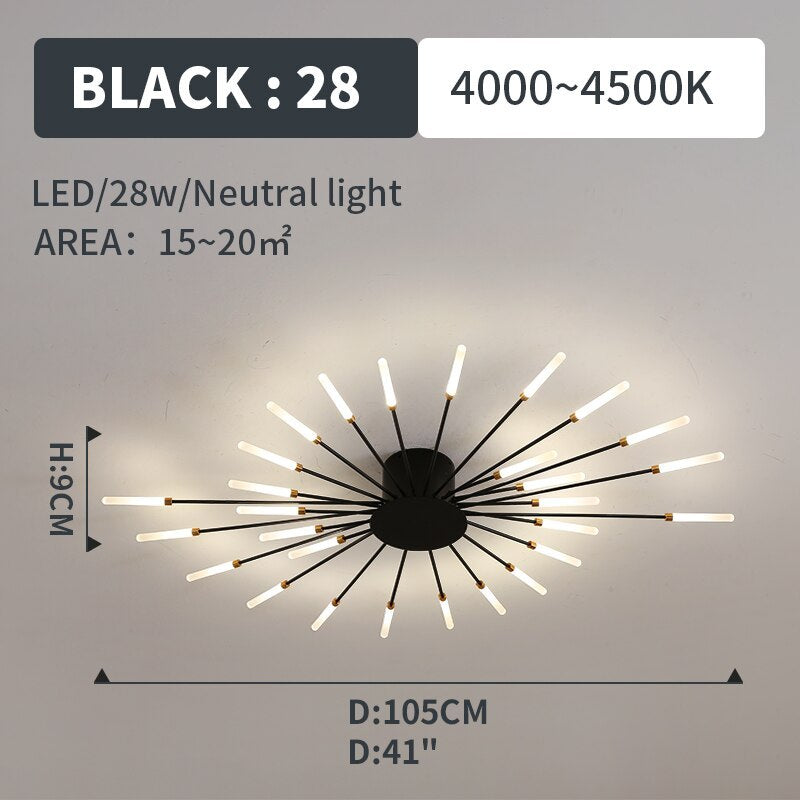 Plafondlamp Modern met Vuurwerk Design en Geïntegreerde LED