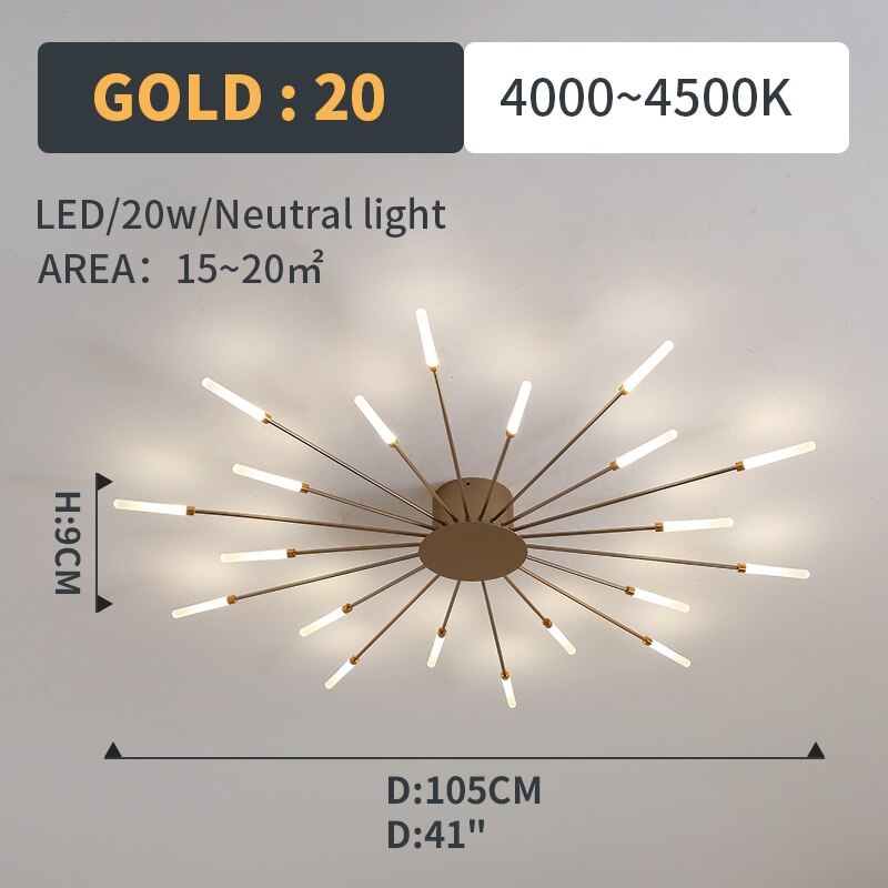 Plafondlamp Modern met Vuurwerk Design en Geïntegreerde LED