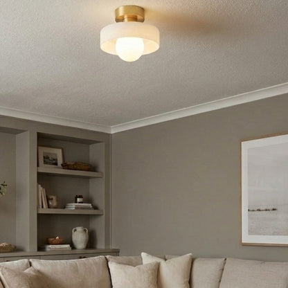 Plafondlamp Modern Rond met Glazen Bol en Schijfkap
