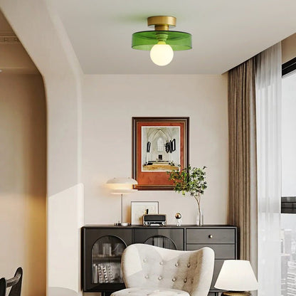 Plafondlamp Modern Rond met Glazen Bol en Schijfkap