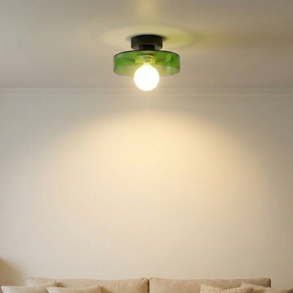 Plafondlamp Modern Rond met Glazen Bol en Schijfkap