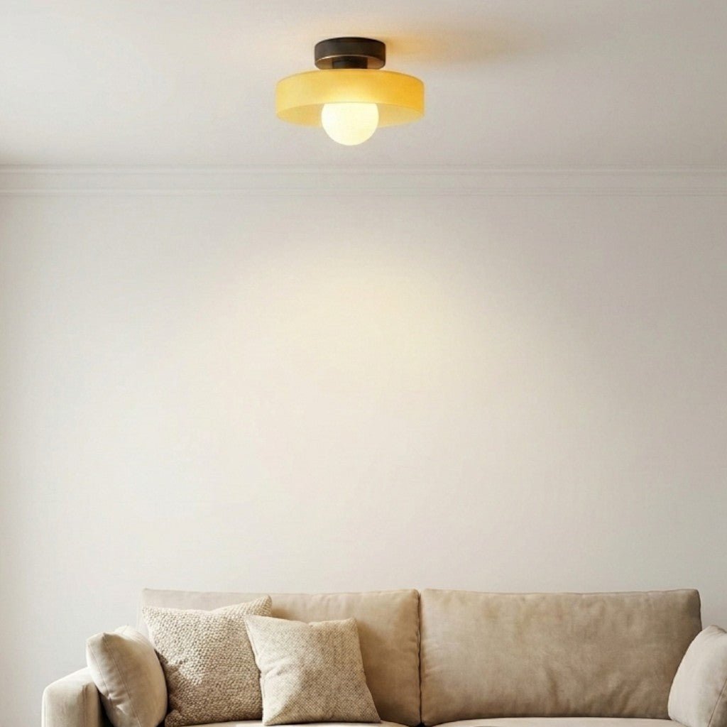 Plafondlamp Modern Rond met Glazen Bol en Schijfkap