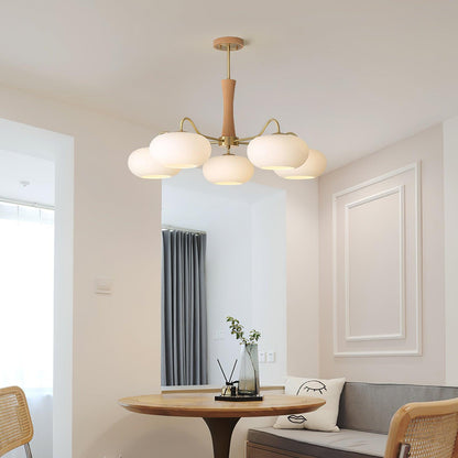 Plafondlamp Retro met Glazen Kappen en Messing Armen