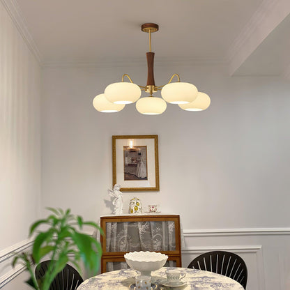 Plafondlamp Retro met Glazen Kappen en Messing Armen