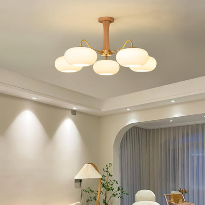 Plafondlamp Retro met Glazen Kappen en Messing Armen