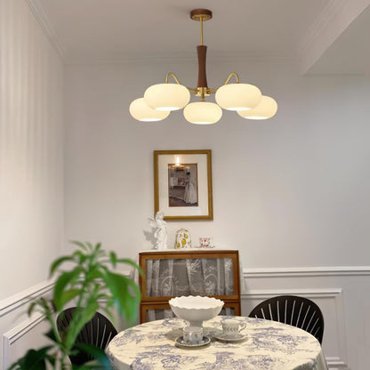 Plafondlamp Retro met Glazen Kappen en Messing Armen