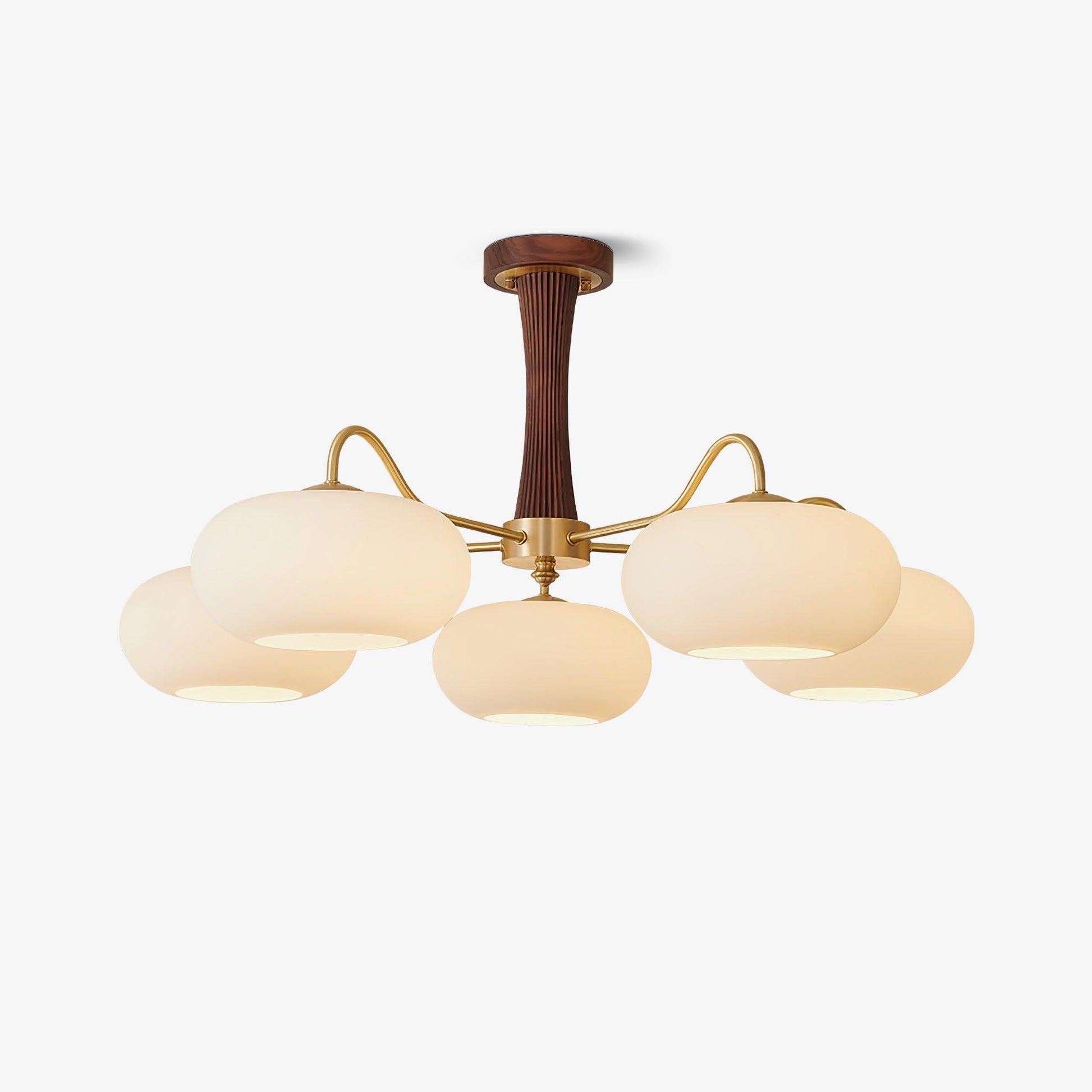 Plafondlamp Retro met Glazen Kappen en Messing Armen