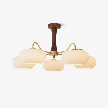 Plafondlamp Retro met Glazen Kappen en Messing Armen