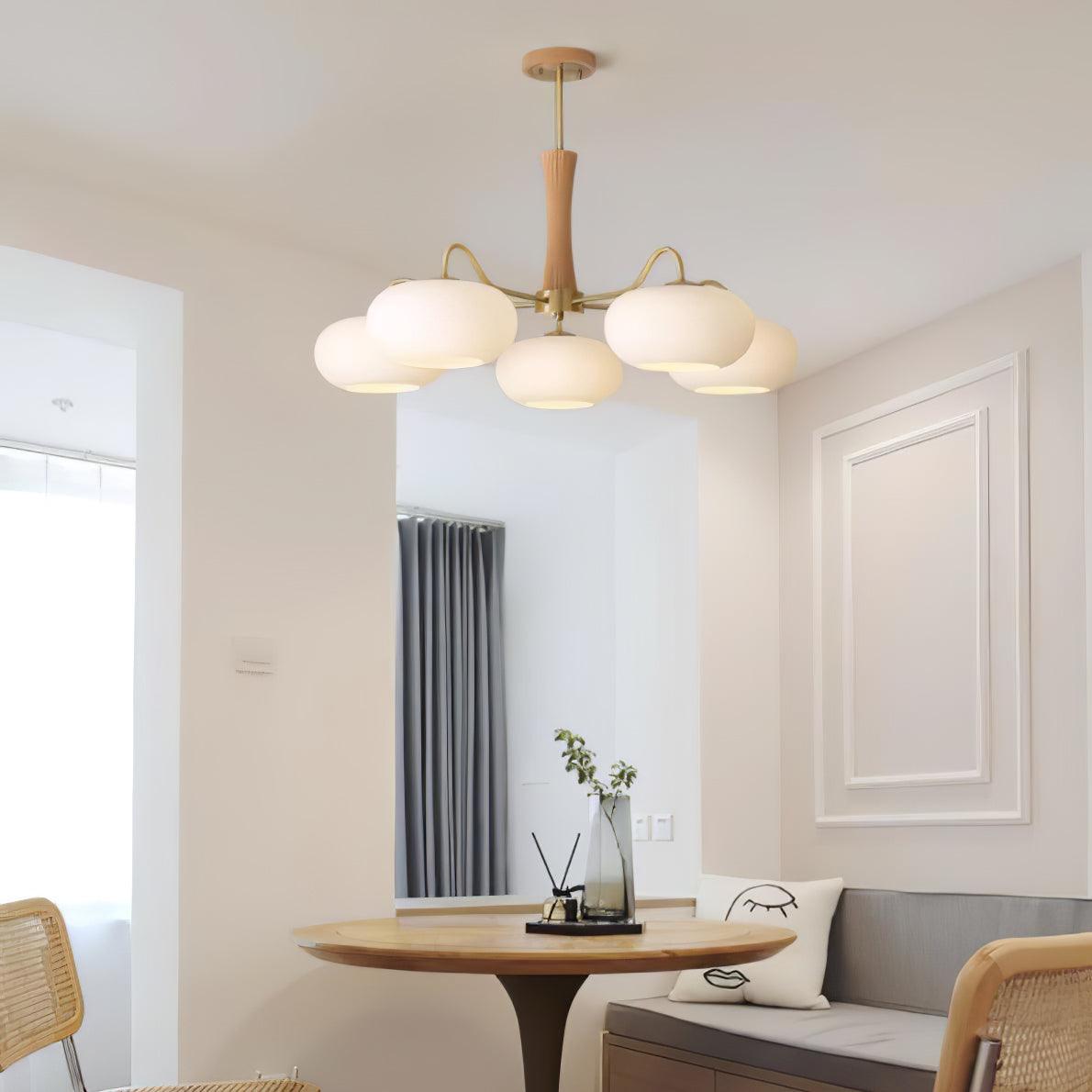 Plafondlamp Retro met Glazen Kappen en Messing Armen