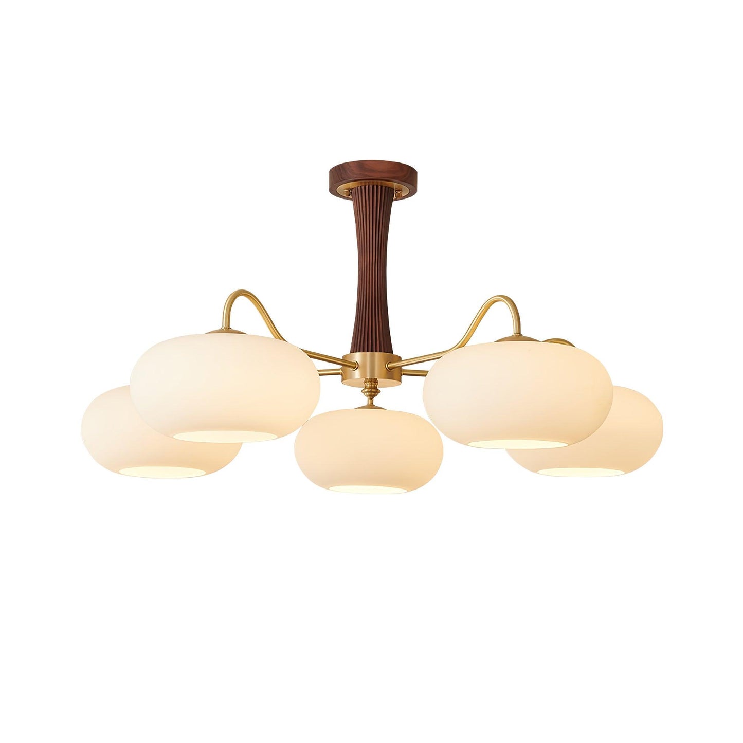 Plafondlamp Retro met Glazen Kappen en Messing Armen