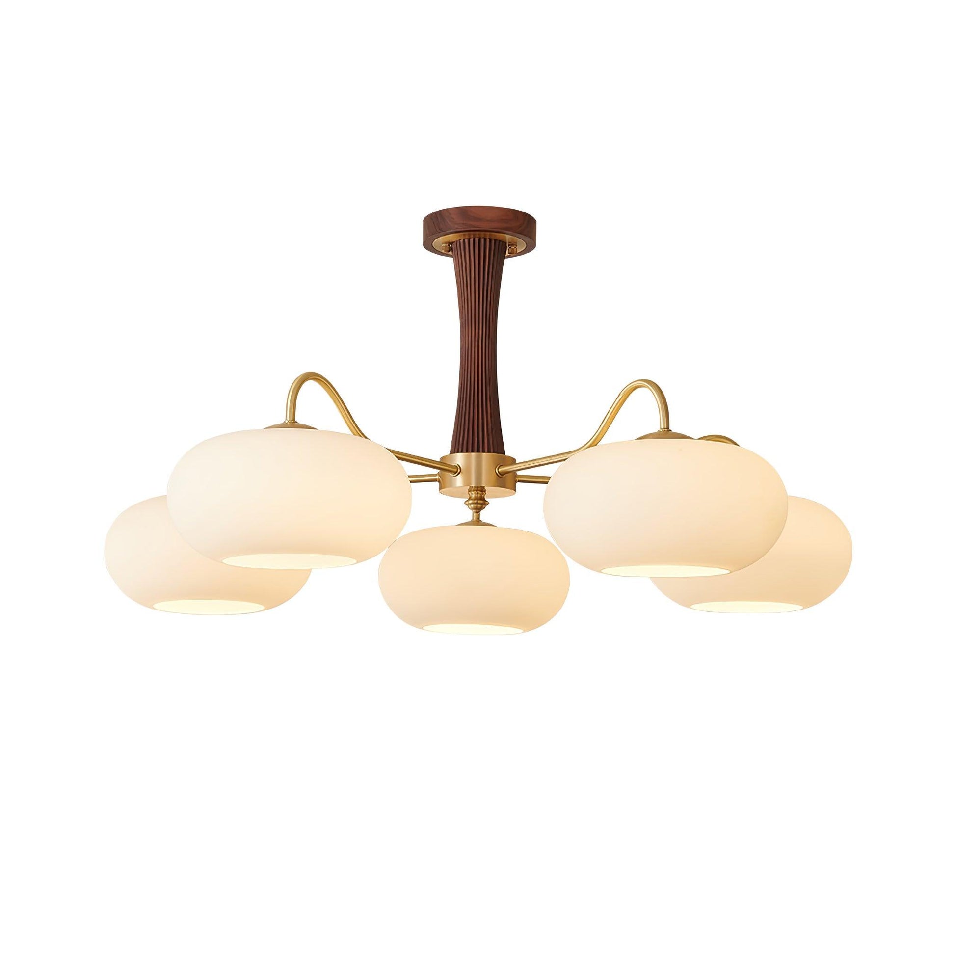 Plafondlamp Retro met Glazen Kappen en Messing Armen