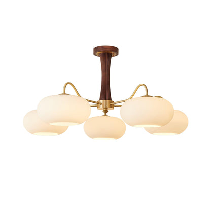 Plafondlamp Retro met Glazen Kappen en Messing Armen