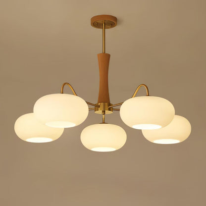 Plafondlamp Retro met Glazen Kappen en Messing Armen