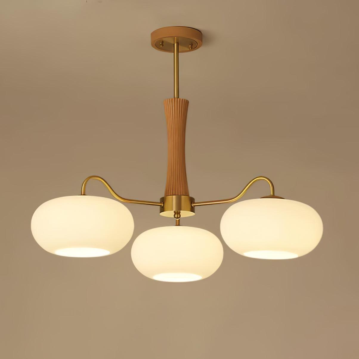 Plafondlamp Retro met Glazen Kappen en Messing Armen
