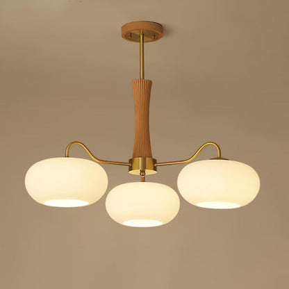 Plafondlamp Retro met Glazen Kappen en Messing Armen