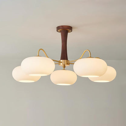 Plafondlamp Retro met Glazen Kappen en Messing Armen