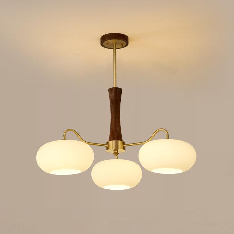 Plafondlamp Retro met Glazen Kappen en Messing Armen