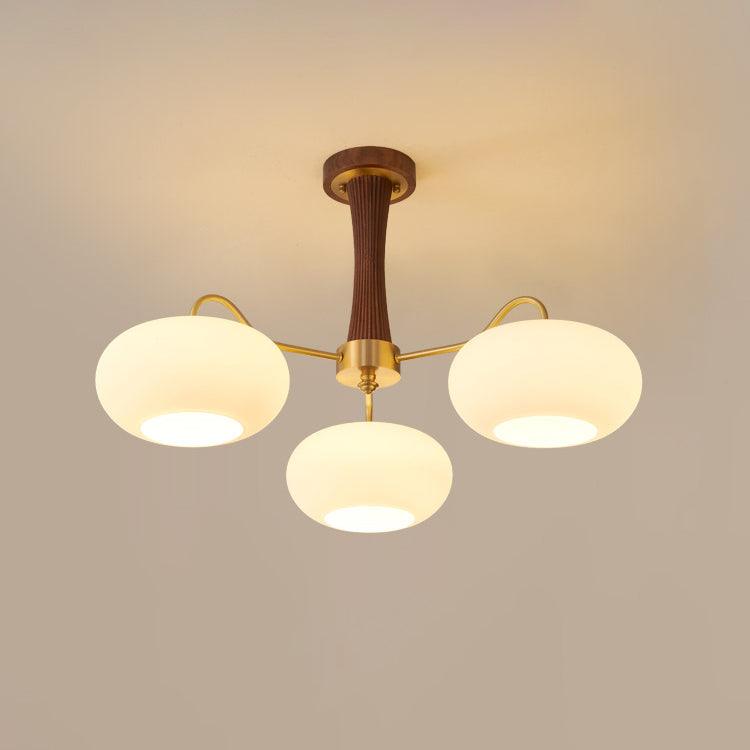 Plafondlamp Retro met Glazen Kappen en Messing Armen