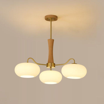 Plafondlamp Retro met Glazen Kappen en Messing Armen