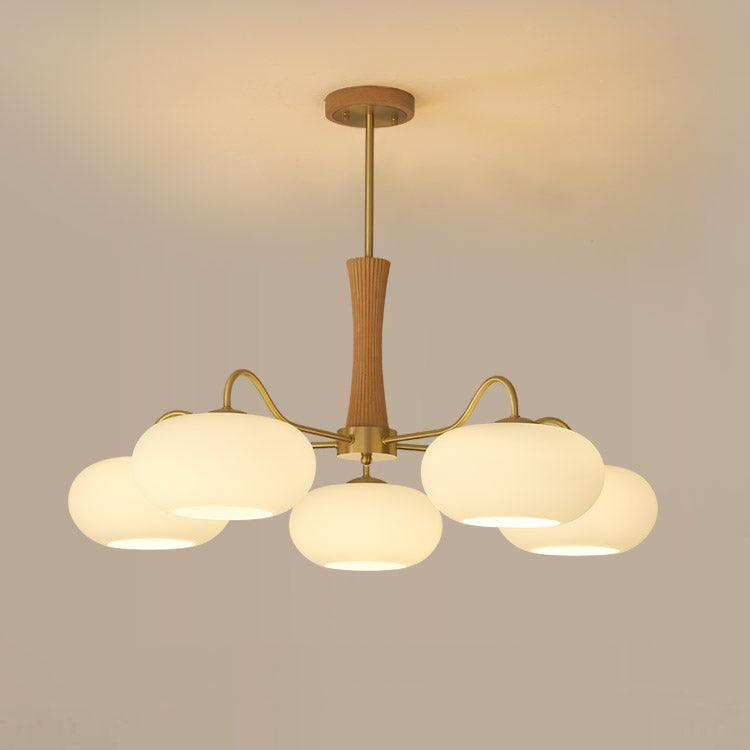 Plafondlamp Retro met Glazen Kappen en Messing Armen