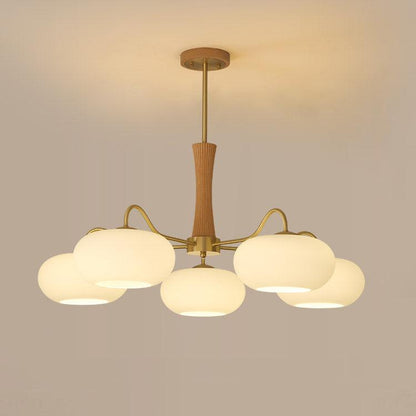 Plafondlamp Retro met Glazen Kappen en Messing Armen