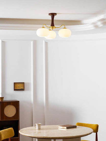 Plafondlamp Retro met Glazen Kappen en Messing Armen