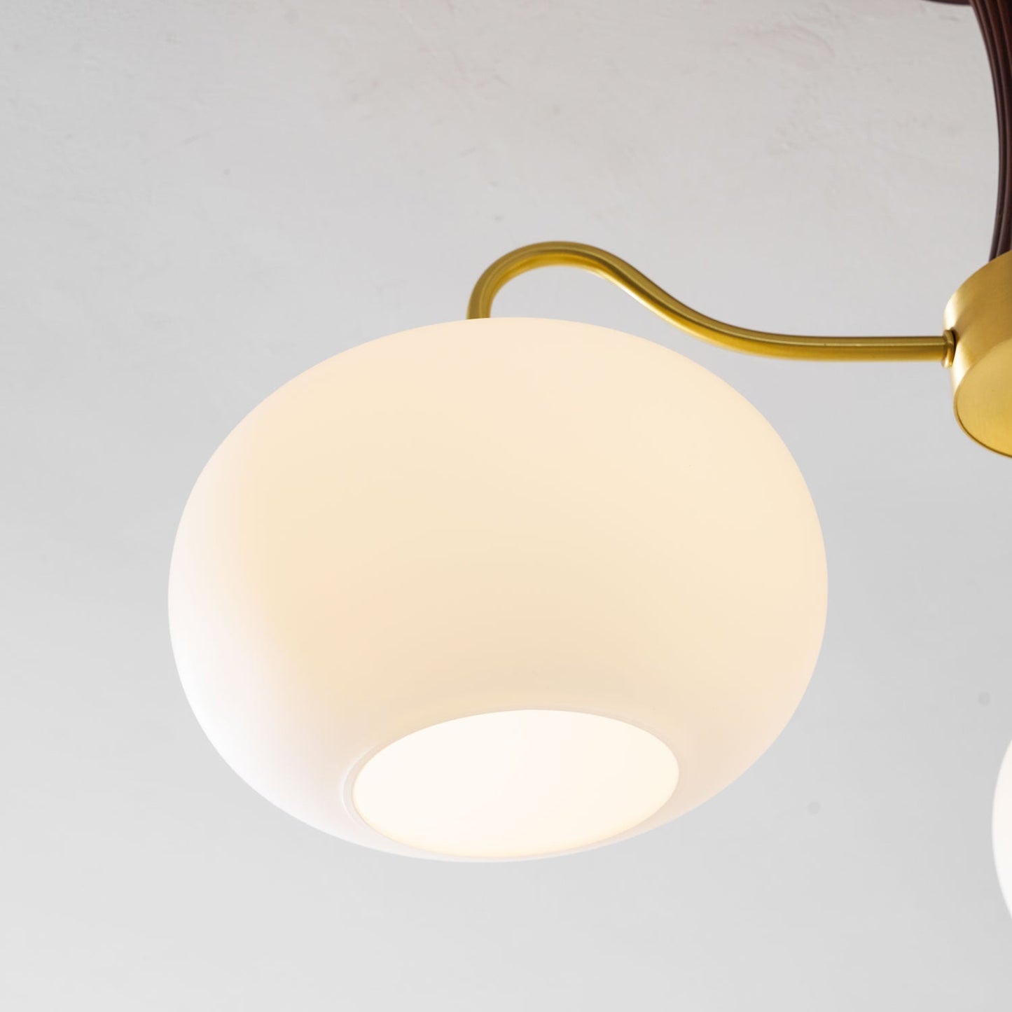 Plafondlamp Retro met Glazen Kappen en Messing Armen