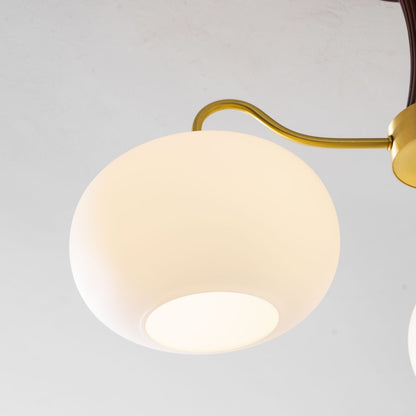 Plafondlamp Retro met Glazen Kappen en Messing Armen