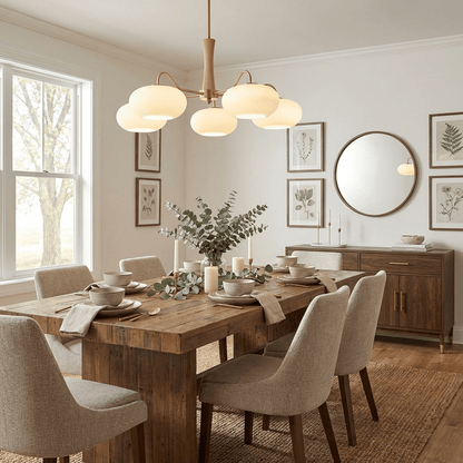Plafondlamp Retro met Glazen Kappen en Messing Armen