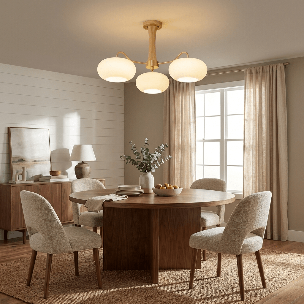 Plafondlamp Retro met Glazen Kappen en Messing Armen