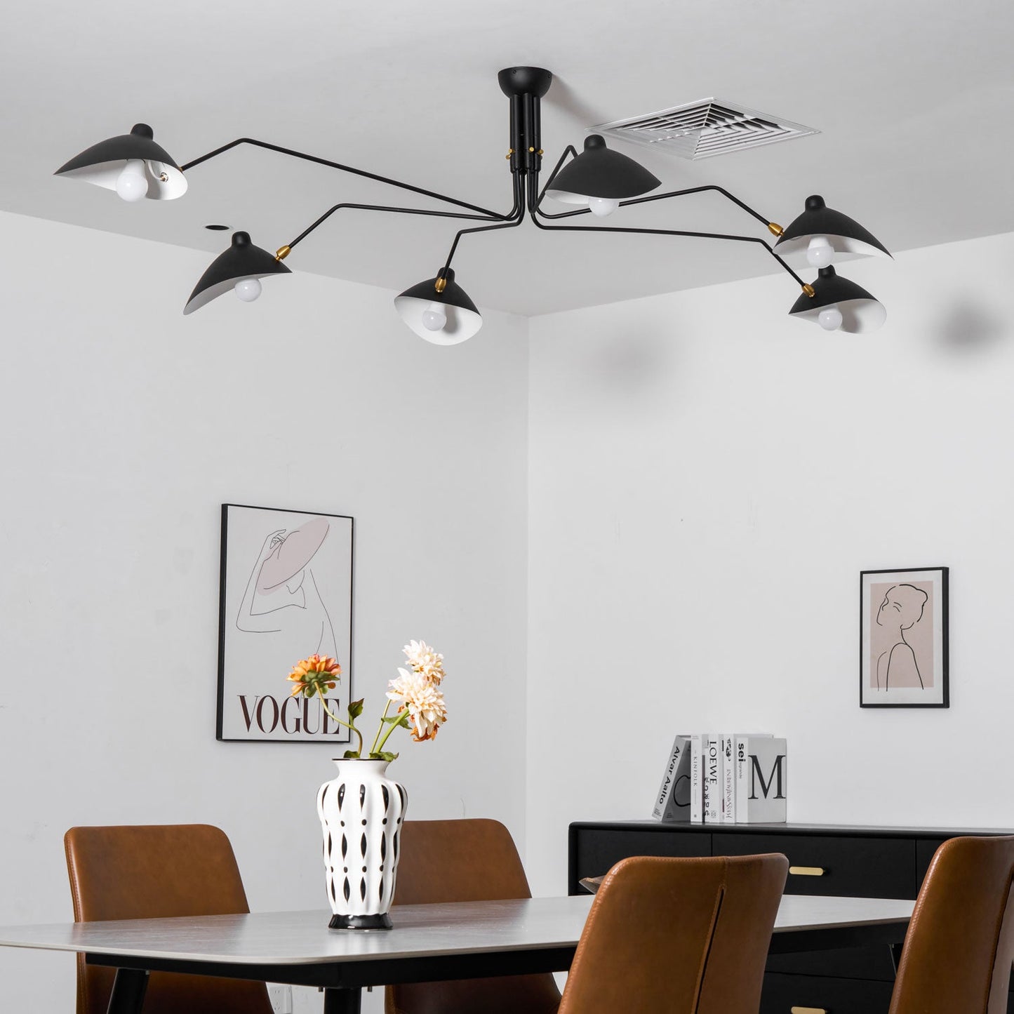 Plafondlamp Retro met Meerdere Armen en Verstelbare Spots ##POS:94##
