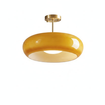Plafondlamp Retro met Ronde Glazen Kap in Semi-Inbouw Stijl