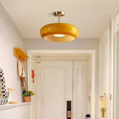 Plafondlamp Retro met Ronde Glazen Kap in Semi-Inbouw Stijl